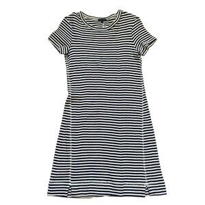 Theory Striped Short Sleeve Navy & White Cotton Y2K Dress S